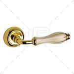Ручка дверная на круглой розетке 19OS16PC GEMMA (золото матовое+крем.керамика) SICMA - продажа розница
