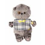 Мягкая игрушка BudiBasa Кот Басик BABY в клетчатом слюнявчике (20см) (в подарочной коробке) BB-003 (ООО МПП) - продажа опт