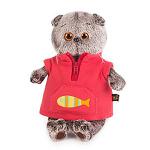 Мягкая игрушка BudiBasa Кот Басик в красном флисовом жилете (25см) (в подарочной коробке) Ks25-068 (ООО МПП) - продажа опт