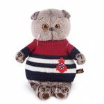 Мягкая игрушка BudiBasa Кот Басик в морском свитере (25см) (в подарочной коробке) Ks25-069 (ООО МПП) - продажа опт