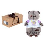 Мягкая игрушка BudiBasa Кот Басик в футболке с принтом Мордочка Басика (22см) (в подарочной коробке) Ks22-057 (ООО МПП) - продажа опт