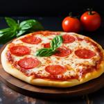 Пицца КЛАССИЧЕСКАЯ (МАРГАРИТА) рецептурный соус ингредиенты: сыр, помидоры, базилик, оливки. -доставка, продажа